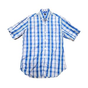 TailorByrd Blue White Plaid Short Sleeved Shirt Medium